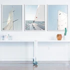 Минималистский парусный спорт холст для живописи Небесно яхта океан Horizon Лодка на стену художественные плакаты и принты картины для Гостиная домашний декор