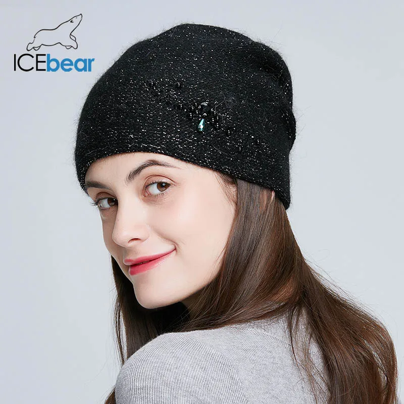 ICEbear Зимние трикотажные шапки для женщин Россия повседневные шапочки Ангорский