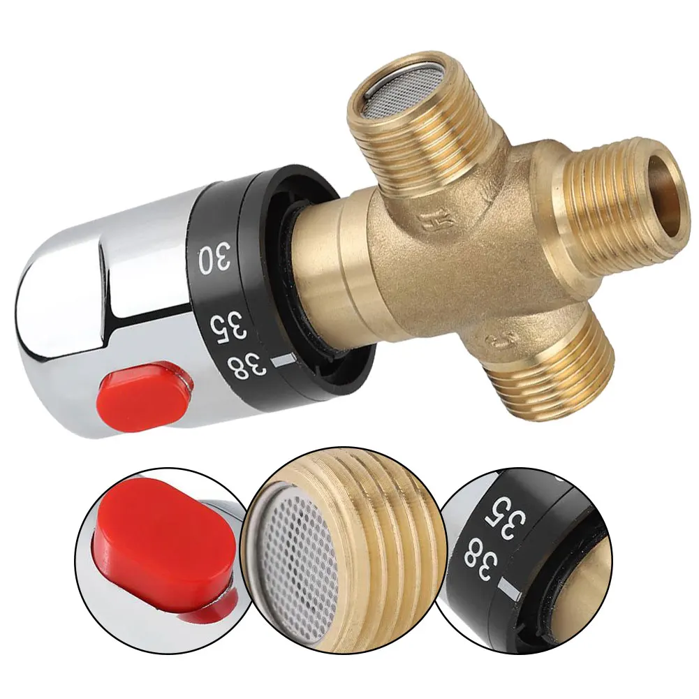 

Thermostatic Mixing Valve Temperature Control Mixer Designed With Temperature Markings DN15 Brass 3 Way Blending Valve Tool