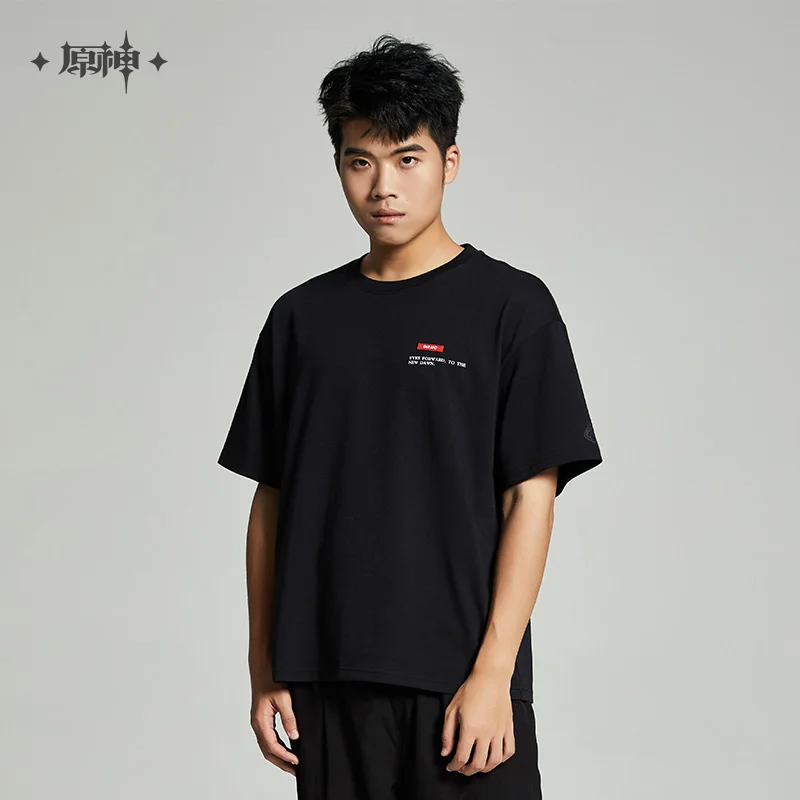 

Official Genshin Impact "Dawn Fire" Diluc Printed T-shirt Short-sleeved T-shirt 100% Cotton Men Women Oversize Boy Male Clothes