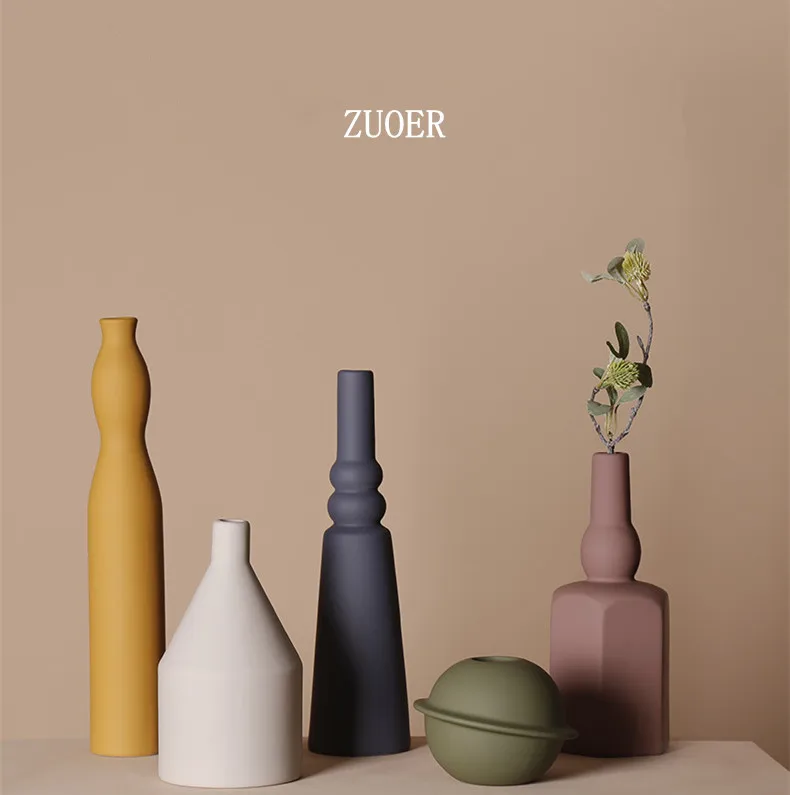 

Nordic Simple Vase Decoration Ceramic Modern Design Art Creative Luxury Flower Vase Cozy Home Decor Jarrones Room Decor BC50HP