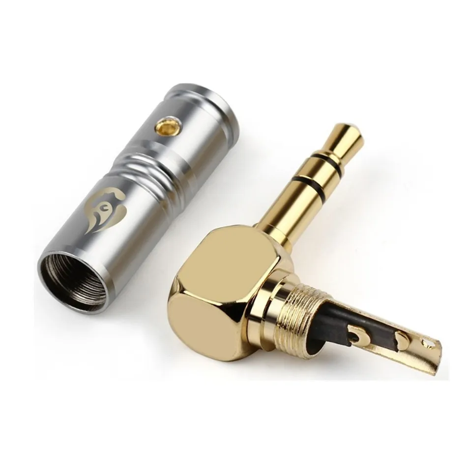 1pc Jack 3.5mm Right Angle Earphone Plug 3 Poles Gold Plated Wire Connector for 4mm Headphone Cable DIY 25mmx30.2mm Black Silver |