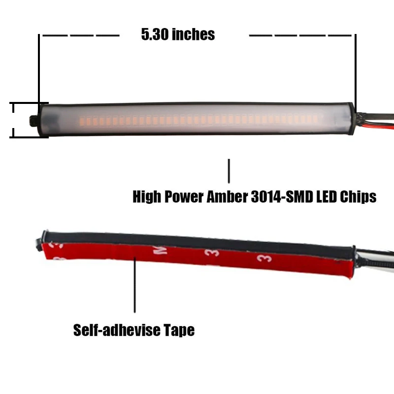 Универсальный поворотник iJDM с креплением вокруг желтые и янтарные полосы