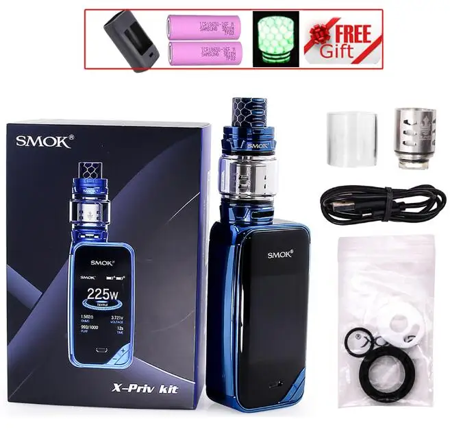 SMOK X-PRIV набор электронных сигарет 225 Вт X PRIV Box Mod с TFV12 Prince Tank 8 мл испаритель VAPE SMOK XPRIV Kit - Цвет: Prism Blue with Gift