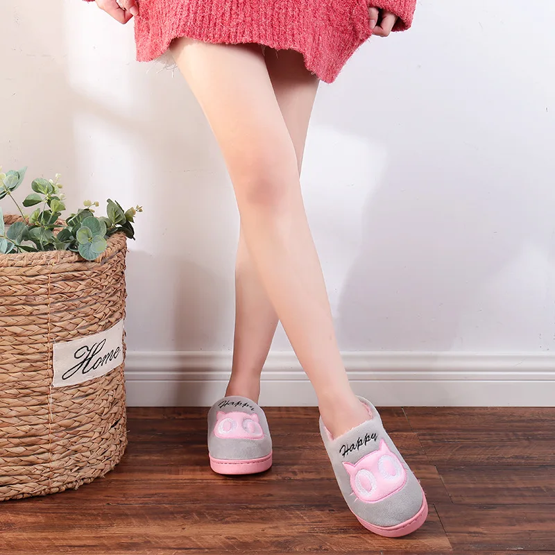 Домашняя обувь хлопковая на толстой подошве осенне зимние ботинки женская для