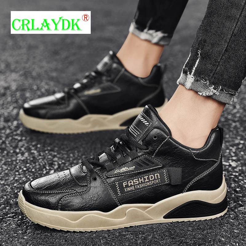 

CRLAYDK 2021 Men's Fashion Walking High Top Sneakers Sports Leather Skateboard Casual Comfortable Shoes Water Resistant Tennis