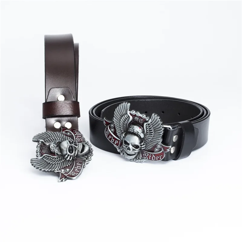 

Cowhide Belt Retro Ethnic Style King and Queen Zinc Alloy Belt Buckle Belt Hundred Personality Men Trend Leather Belt Men