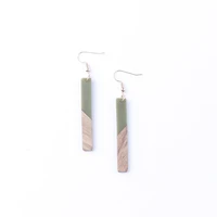 rainbow color resin wood splicing geometry strip dangle drop earrings for women trendy charm minimalist party jewelry gift