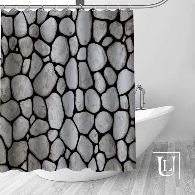 Пользовательские каменные текстуры булыжника стены занавески для душа Новый