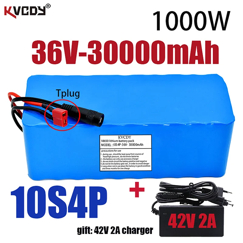 

100% original 10S4P 36V battery 30Ah battery pack 1000W battery 42V 30000mAh Ebike electric bicycle with BMS+1 42V 2A charger
