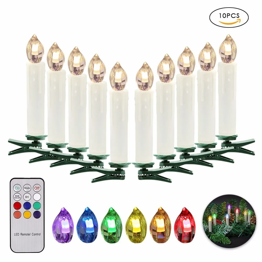 

10 pcs Party Christmas Wedding LED Remote Control Simulated Electronic Candle Tree Atmosphere Decoration Bar Dinner Lamp Light