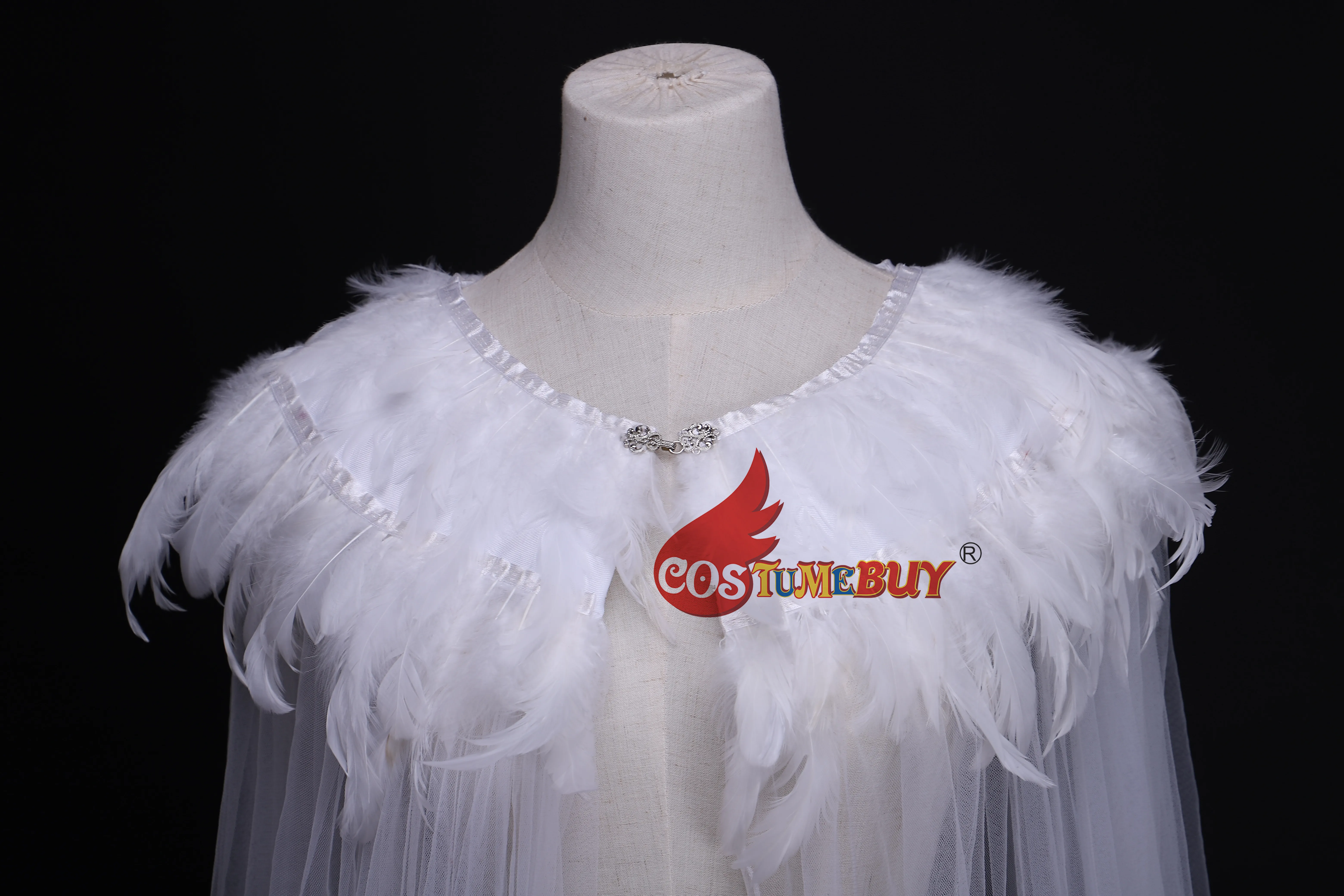 CostumeBuy Сексуальная Иллюзия длинное женское накидка с перьями Тюль ночная рубашка