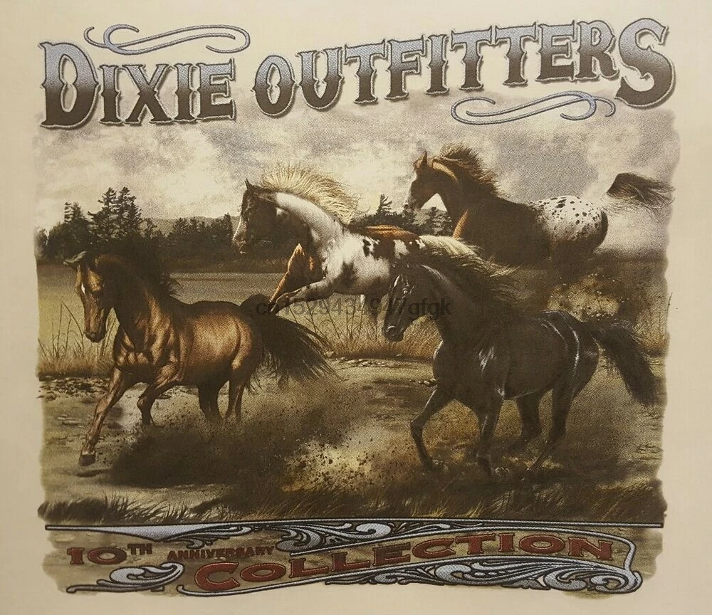 Рубашка DIXIE OUTFITTERS с лошадьми для бега дикая #6155 | Мужская одежда