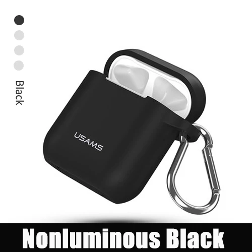 Nonluminous Black USAMS светящийся защитный чехол для наушников для AirPods чехол для наушников чехол для Apple беспроводные Bluetooth наушники Airpod чехол - Цвет: Nonluminous Black