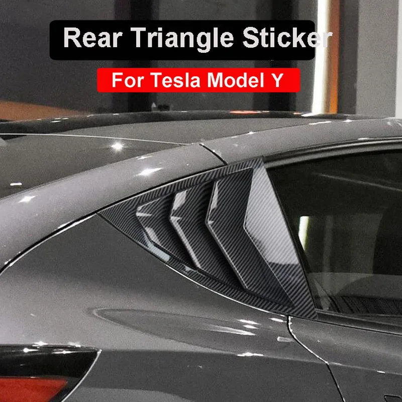 

2PCS for Tesla Model Y Car Rear Window Triangle Sticker Exterior Carbon Fiber Stickers Shutter Decoration Modified Accessories