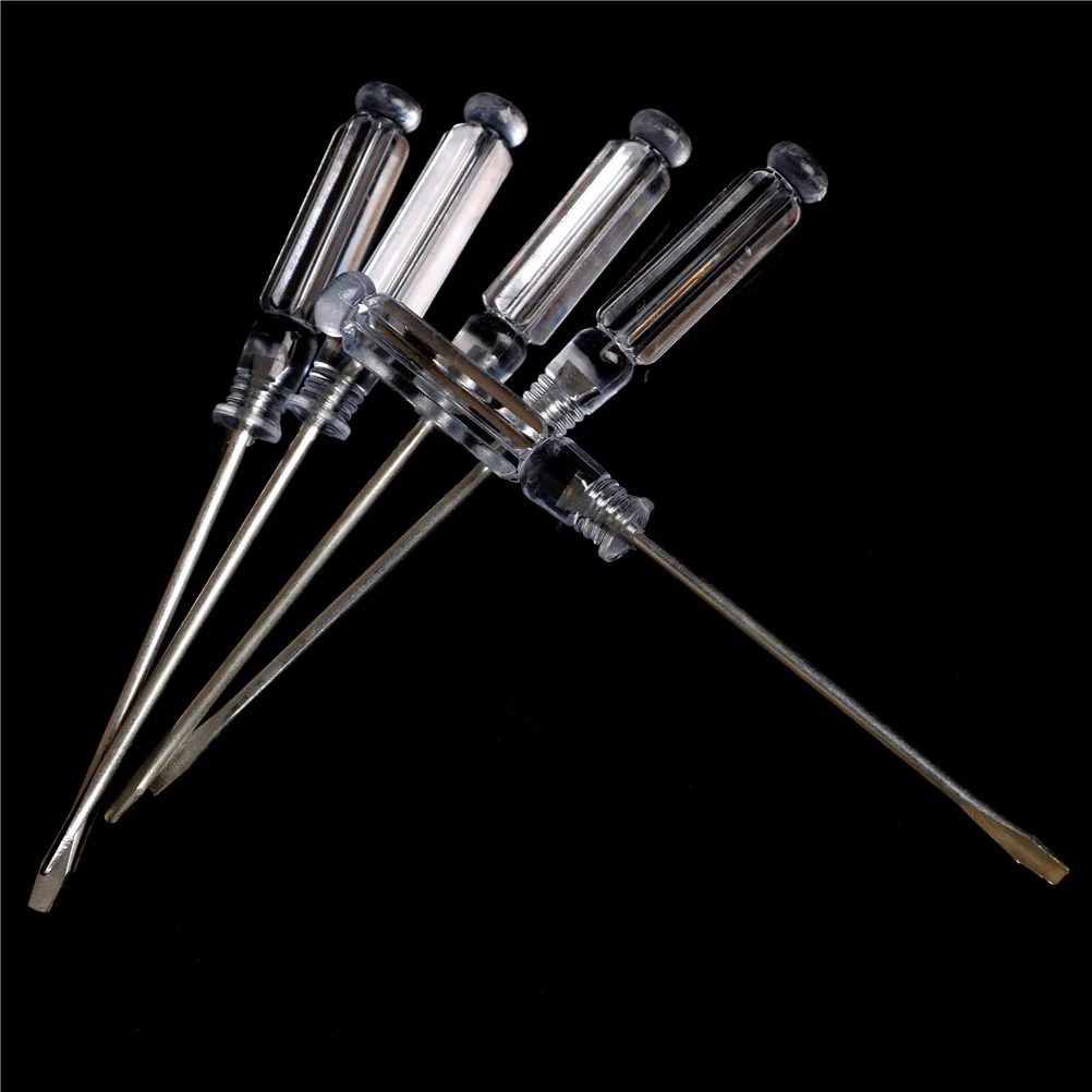 

5pcs/lot HELTC Nonslip Handle Flat Head Slotted Screwdriver Mini Small Magnetic Precision Clear Screwdriver Home Repair Tool
