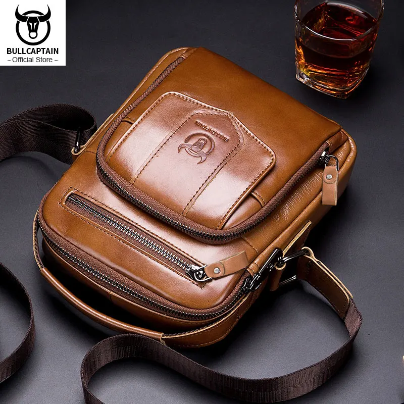 

Retro Men's Messenger Bag Business Genuine Leather Crossbody Shoulder Bag Lager Capacity Male Cowhide Zipper Handbag Trend 2021