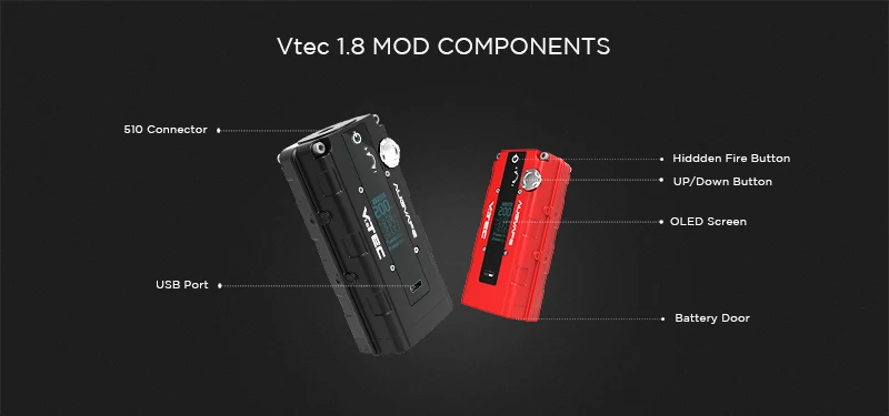Augvape VTEC1.8 200 Вт электронная сигарета мод автоматический обход V режим OLED дисплей 510 разъем мод коробка новая версия Vape коробка мод