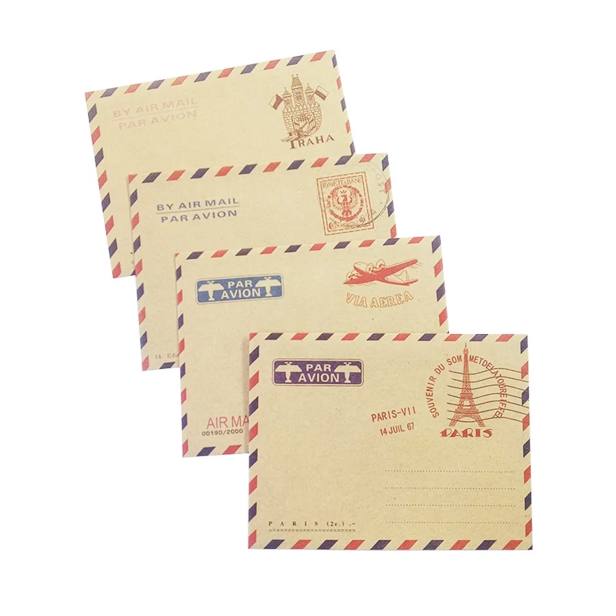 

free shipping 100pcs Mini Retro Paris stamp leather envelope Paper Envelopes with free seal sticker