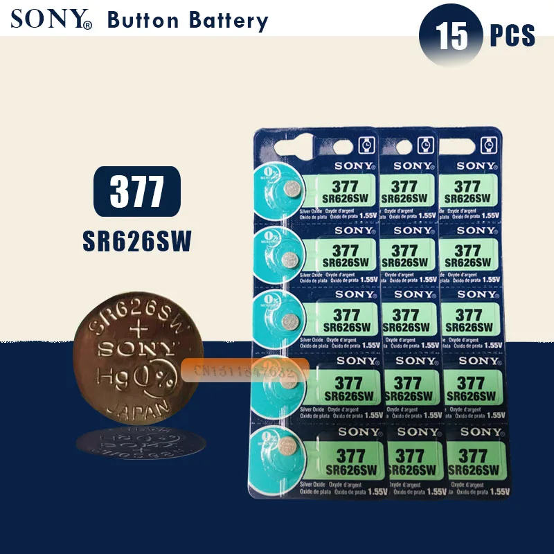 Сотовый телефон SONY 15 шт. 100% оригинал 377 SR626SW 626 SR626 V377 AG4 кнопка аккумулятора сделано
