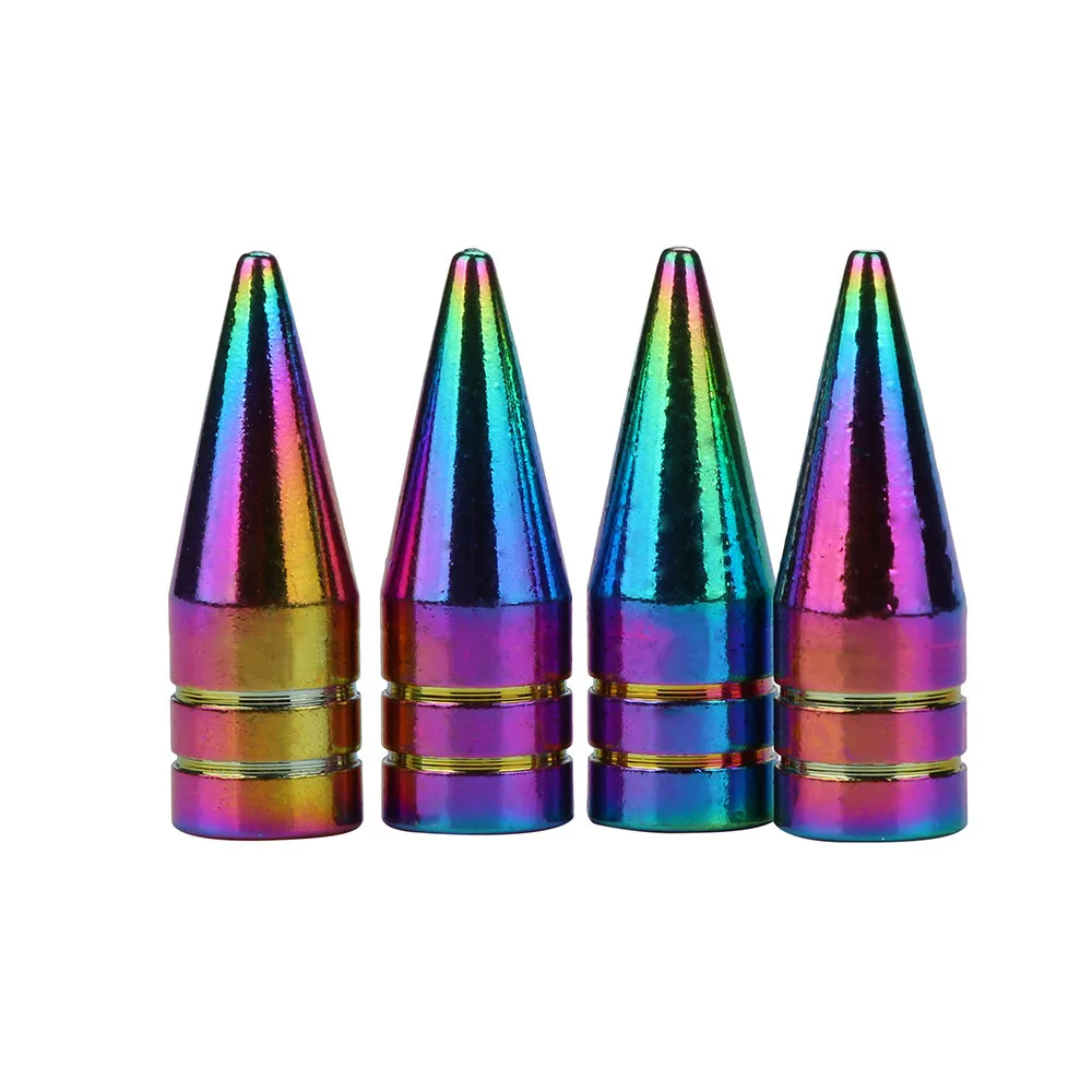

4x Aluminum Car Wheel Tyre Tire Valve Stem Cap Bullet Shaped Spiked Air Valve Stem Cap Tire Auto Bicycle Dust Caps Tools