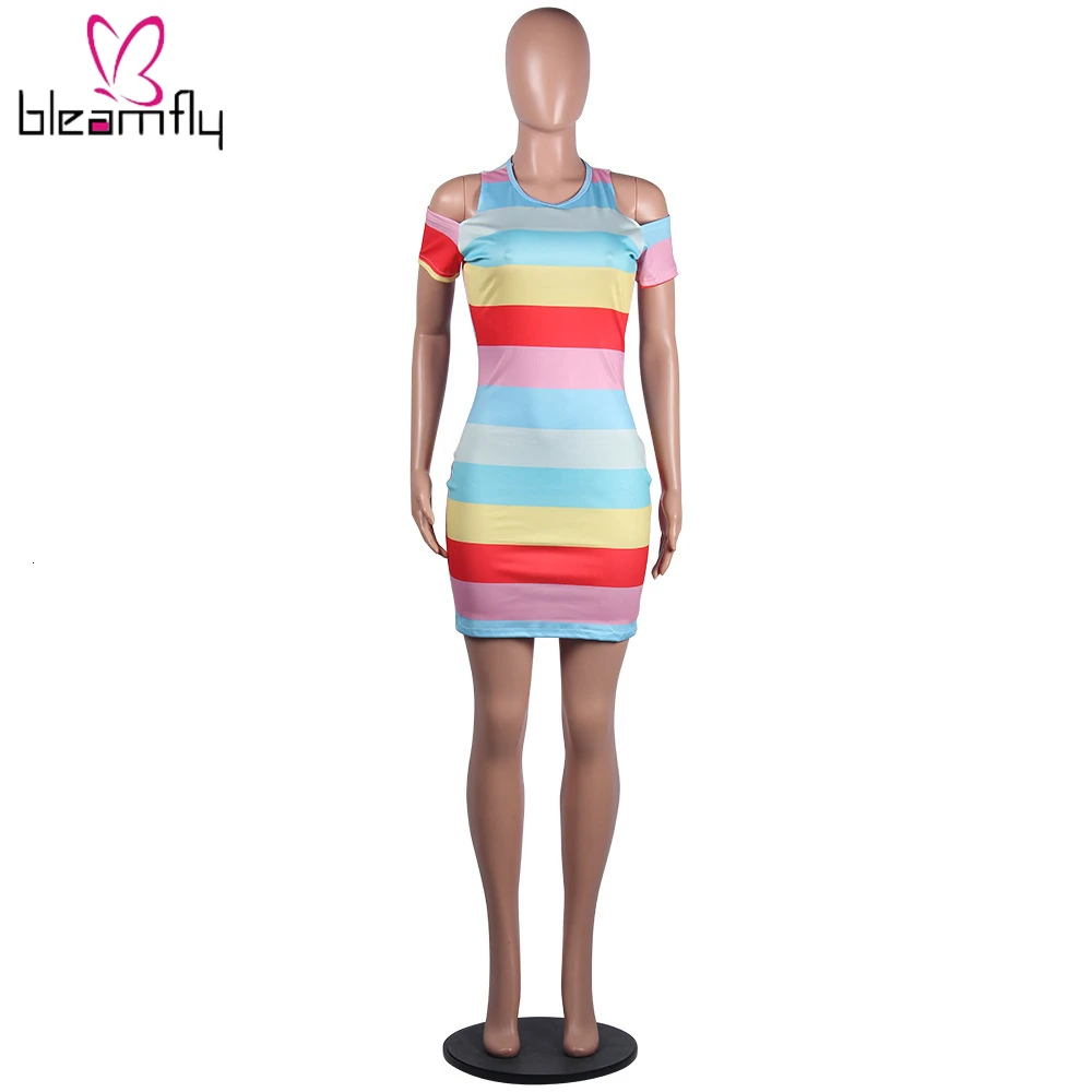 Новинка 2019 летнее женское платье в полоску с принтом из кусков вырезами на плечах