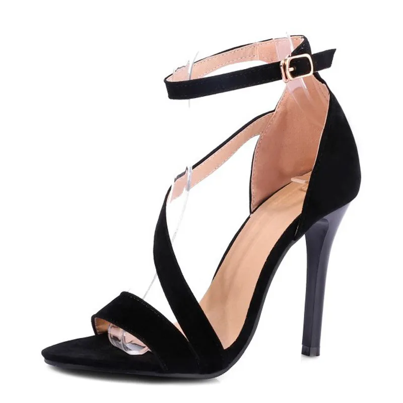 2019 г. Замшевые босоножки на высоком каблуке женские летние модельные туфли с