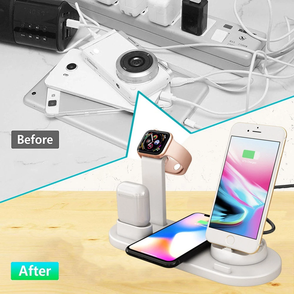 7,5 Вт/10 Вт Qi Беспроводное зарядное устройство Pad телефон зарядное устройство 3 в 1 USB быстрая зарядная док-станция для airpods IPhone samsung