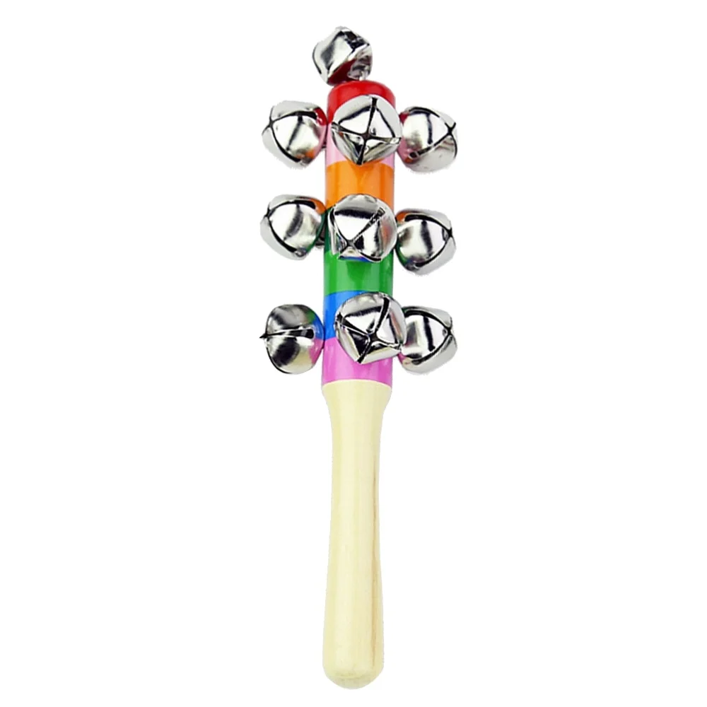 

3pcs Baby Kids Toys Jingle Bell Christmas Hand Jingle Bells Children Musical Instrument with Wood Handle