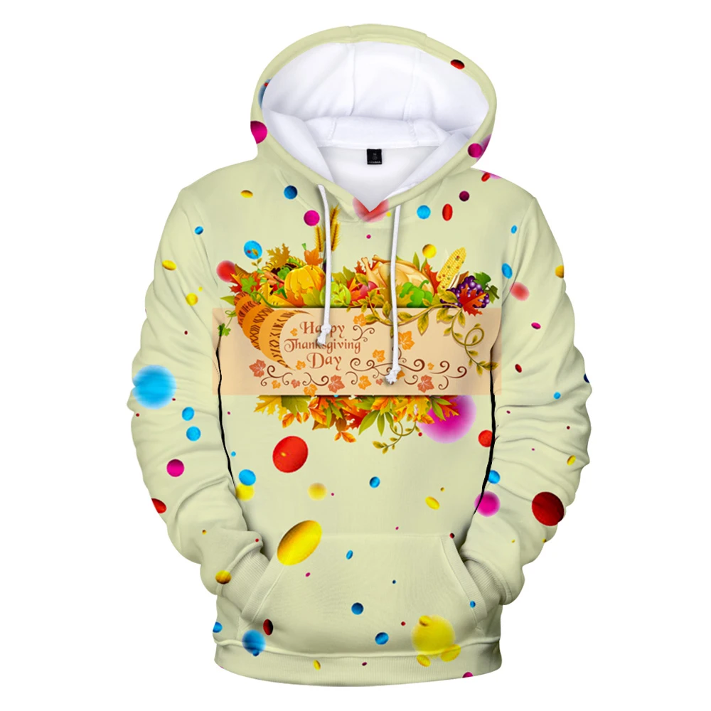 

Happy Thanksgiving Day Hoodies Sweatshirts Men/Women Fashion Kawaii Pullover Hooded 3D Print Thanksgiving Day Men's Hoodie