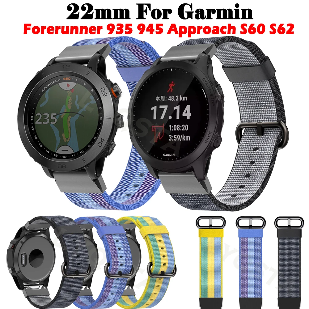 

Ремешок нейлоновый для наручных часов Garmin Fenix 5 Plus 6 Pro Forerunner 935 945 подход S60 S62 быстросъемный ремешок 22 мм умный Браслет