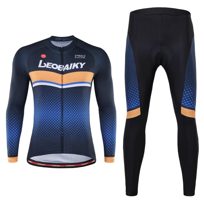 Newest Winter Thermal Fleece Cycling Jersey Set Men Pro Team Bike Clothing Mtb Racing Bicycle Sport Cycle Clothes Long Sleeves - Цвет: Синий