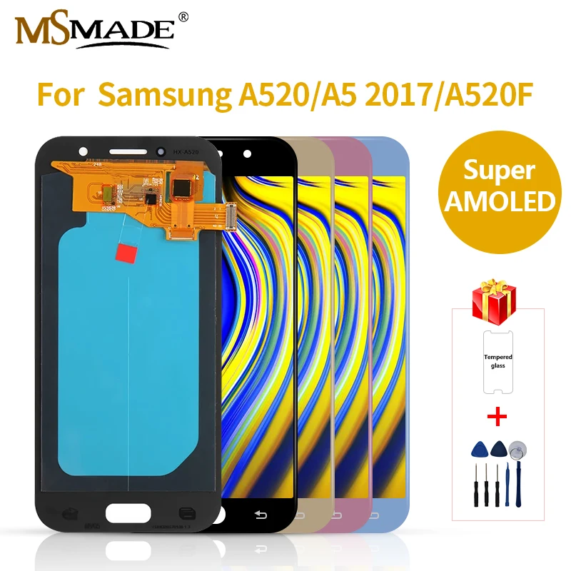 Super AMOLED для samsung Galaxy A5 SM-A520F A520 lcd кодирующий преобразователь сенсорного экрана в сборе части для samsung A520F lcd экран