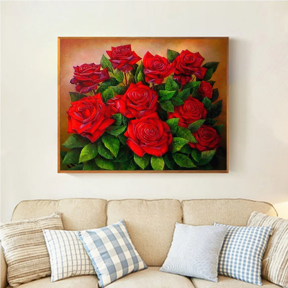 HUACAN полная алмазная живопись цветы розы вышивка крестиком украшение картина с