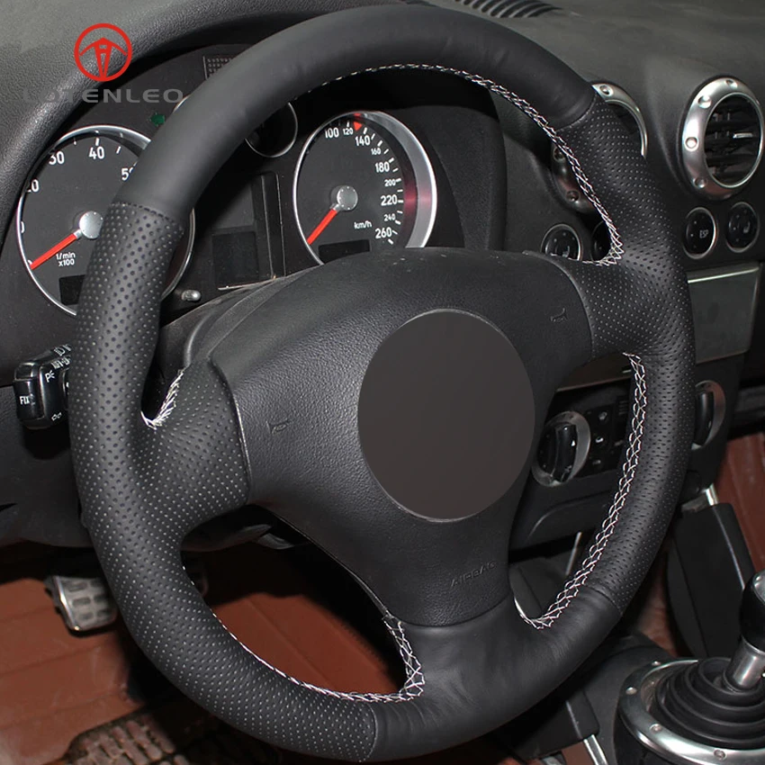 Чехол на руль LQTENLEO из черной искусственной кожи для Audi A3 2000 2003 A4 2005 RS 6 S4 2004 2006 TT 2001