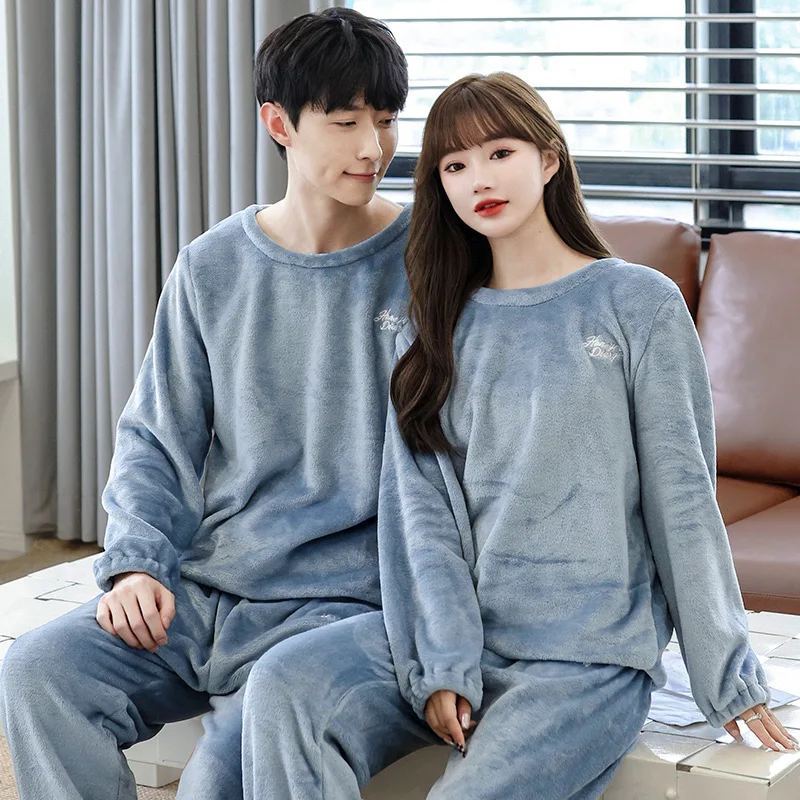 2022 Autumn Winter Warm Flannel Women Pyjamas Sets Thick Coral Velvet Long Sleeve  Sleepwear Thin Flannel Pajamas Set