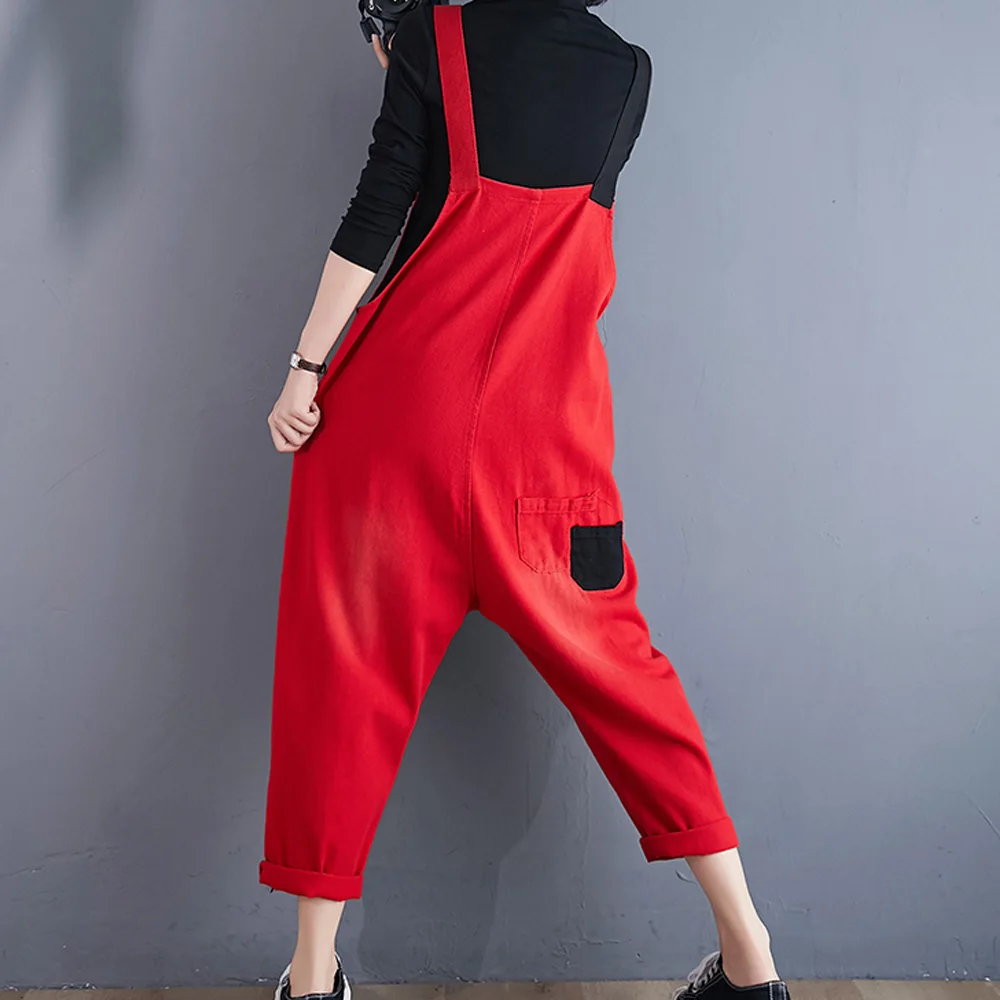 

Black Jeans Playsuits And Jumpsuits Women Casual Baggy Loose Summer Pants Pockets Oversized Denim Overalls Straps Jean Rompers