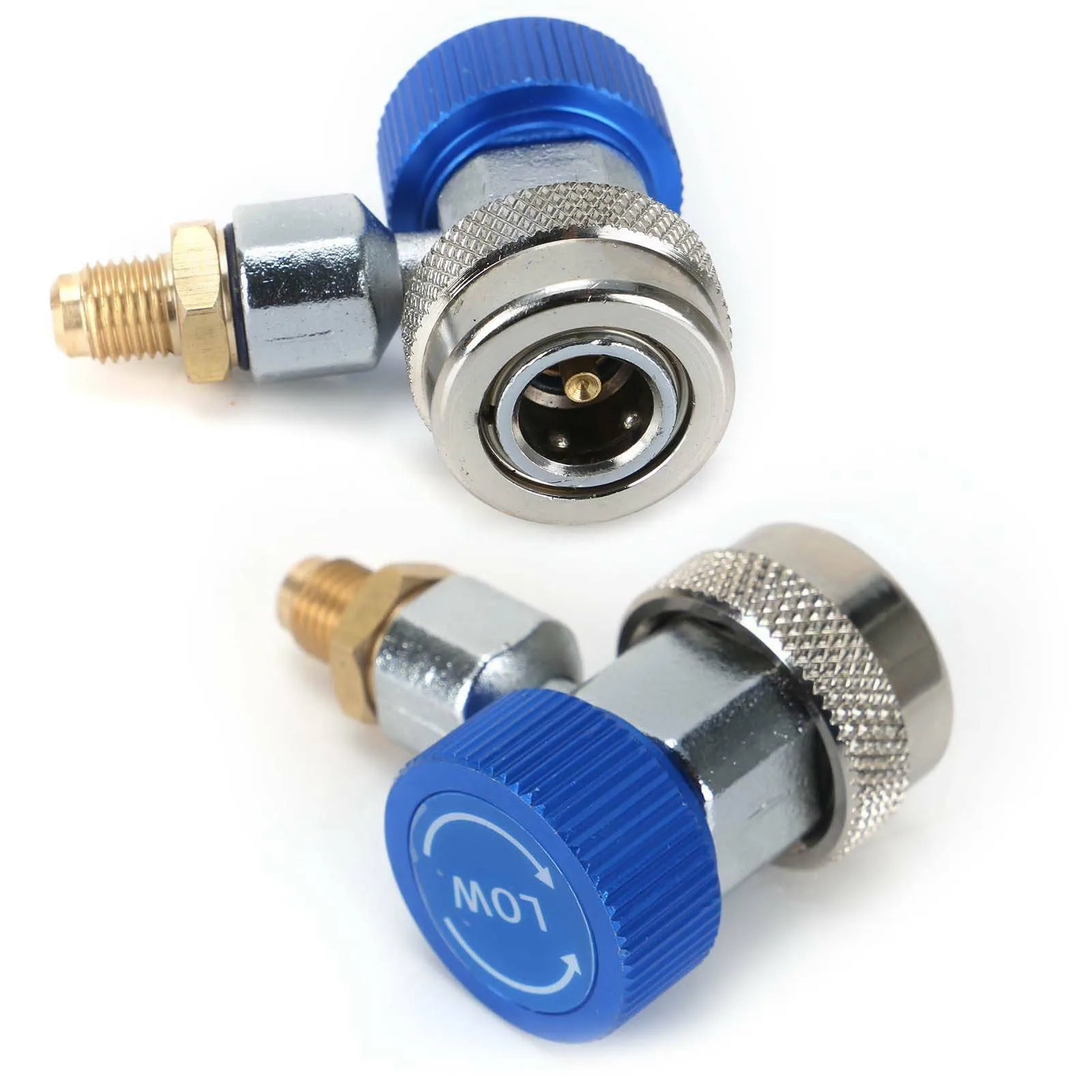 

2pcs High&Low Manifold R134A A/C Air Adapter Quick Coupler Refrigerant Gauge Set Brass+metal Car A/C Quick Coupling