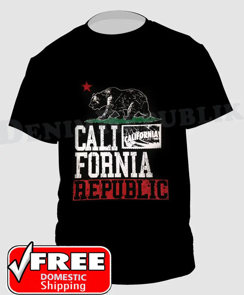 California Republic With State Bear Cali Life T-Shirt New Mens Tee Fashion Style Men Tee100% Cotton Classic |