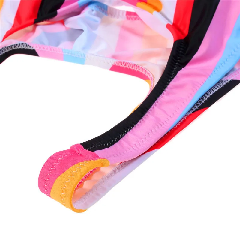 

Rainbow Stripe Bikinis Women Bandage Swimsuit Bikini Sexy Push Up Swimwear Mid Waist Bandeau Bathing Suit Bikinis Suit Swim