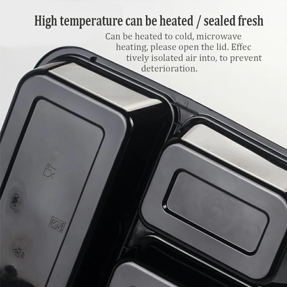 5 шт. одноразовые Коробки для обедов квадратный 3 сетки Пластик коробка вынос