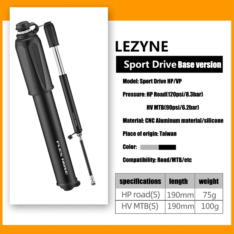 Мини-насос LEZYNE для горного велосипеда ультрасветильник портативный 120PSI FV & AV |