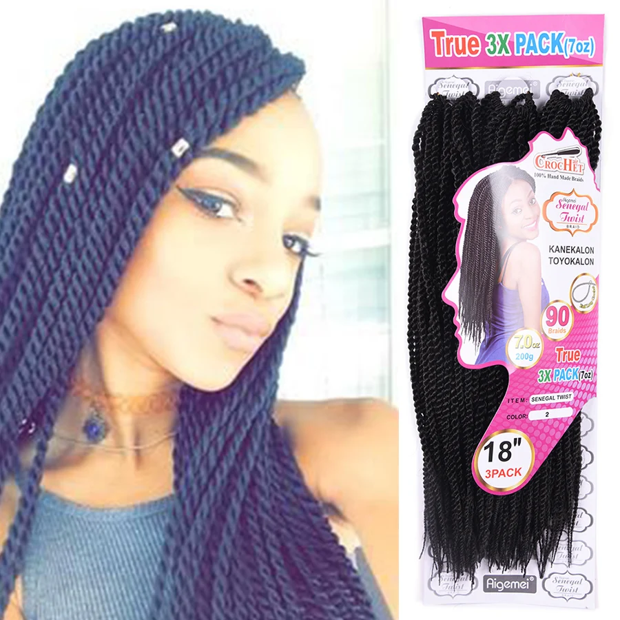 

Senegalese Twist Hair Crochet 18inch Senegalese Twist Synthetic Braiding Hair Extensions 90roots/Pack Black Brown Crochet Hair