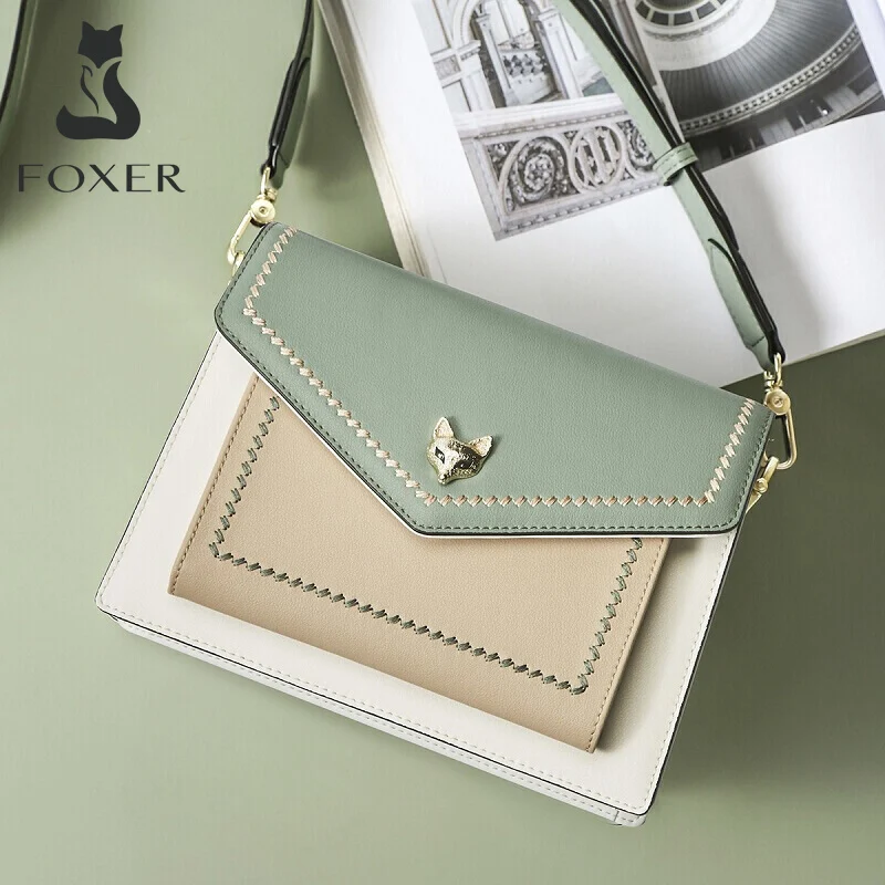 FOXER брендовая Новая женская кожаная цветная сумка через плечо Женская народная с