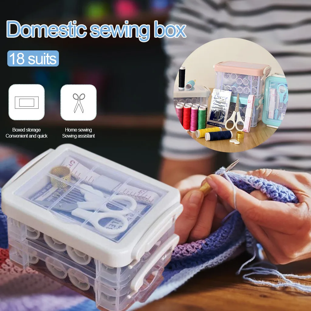 Mini Portable Sewing Tools chest Home Travel Thread Threader Needle Tape Measure Scissor Storage Box KitL*5 L*5 | Дом и сад