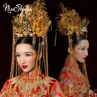 niushuya exaggerated gorgeous handmade headdress phoenix coronet stage chinese vintage style hair accessories hair jewelry