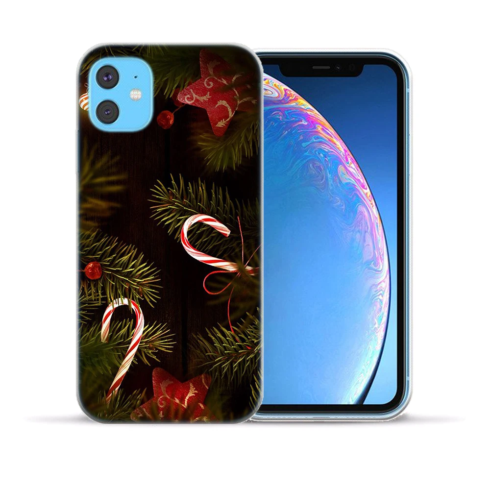 Новогодний Мягкий чехол из ТПУ для iPhone 11 Pro Max X XS XR 7 8 6 6S Plus 5S SE силиконовый