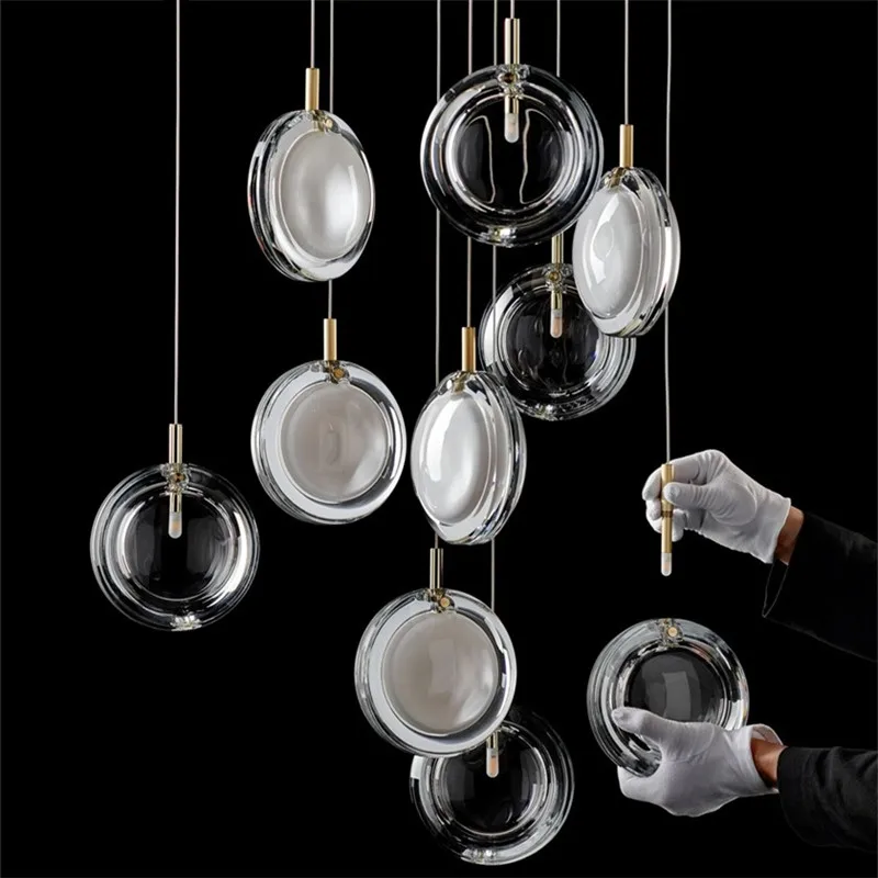 

Modern Lens Glass Pendant Lamp Nordic Luxury lustre design Bedroom Living Room LOFT Home Deco Kitchen stairwell chandelier