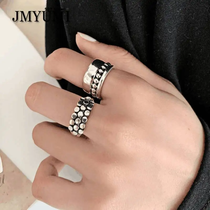 

Кольца JMYUMI в винтажном стиле из серебра 925 пробы, ширина, обручальное ювелирное изделие, модные простые геометрические аксессуары для вечер...