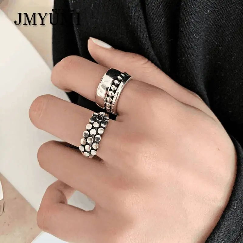 

JMYUMI Vintage Punk 925 Sterling Silver Width Rings Engagement Jewelry Fashion Simple Geometric Party Accessories Gifts